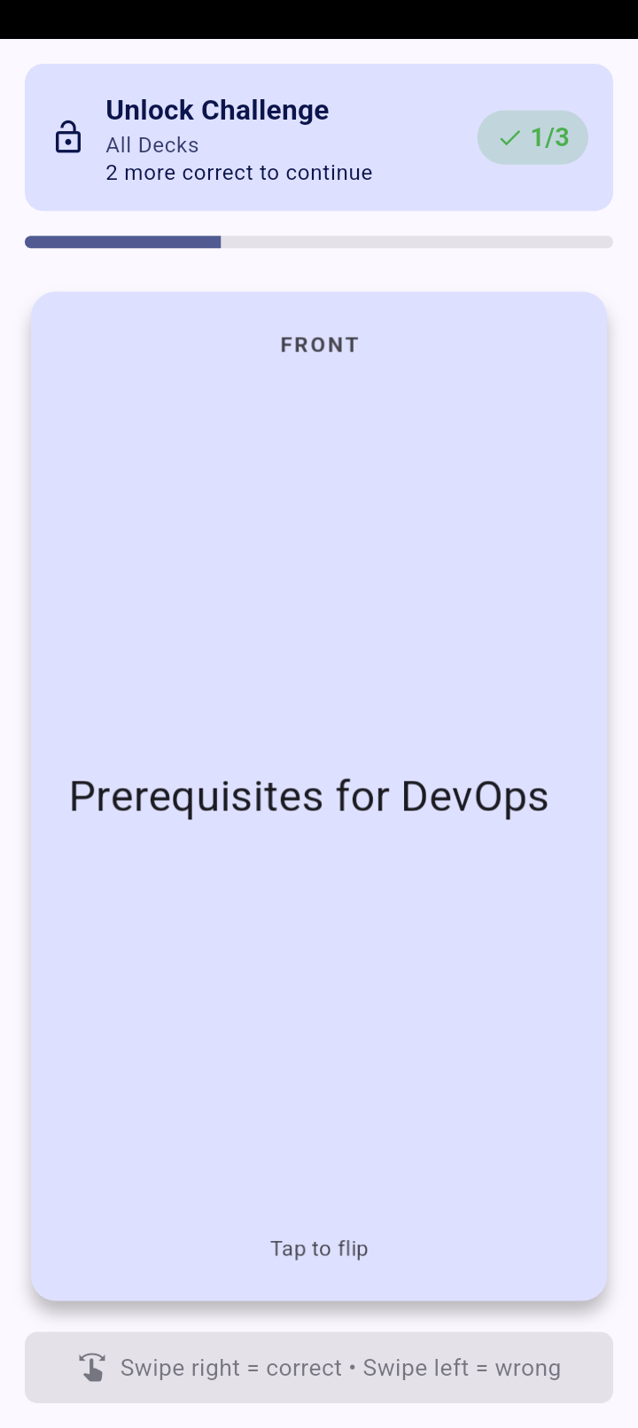 Flashcard appearing on device unlock